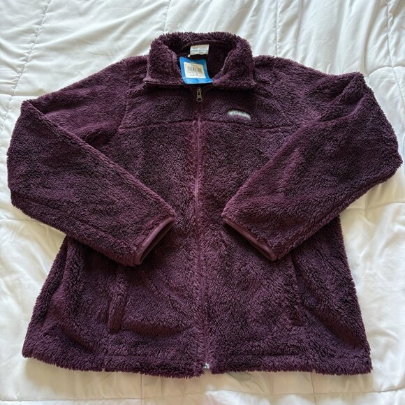 NWT Columbia Purple Plush Jacket Womens Large Full Zip Mock Neck Sherpa Fleece - Picture 1 of 8